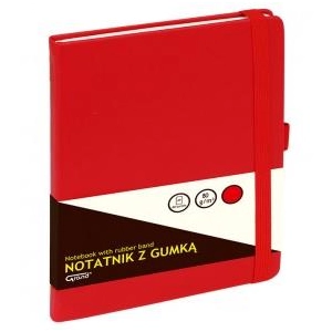 Notatnik GRAND z gumką A5 czerwony kratka 150-1382-454551