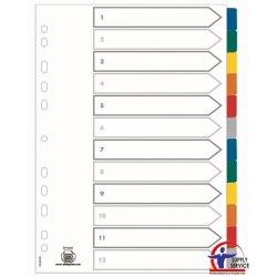Przekładki ELBA kartonowe A4  MYLAR 1-12 kolor 100204983-581789