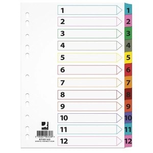 Przekładki Q-CONNECT A4 mylar 1-12 KF00163-614697