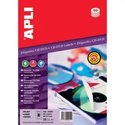 Etykiety APLI na płyty CD/DVD średnica 114/41mm okrągłe białe-617911