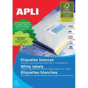 Etykiety APLI uniwersalne 105x74mm, prostokątne, białe 100 ark.-617624