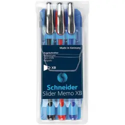 Zestaw długopisów SCHNEIDER Slider Memo XB 3 szt. miks kolorów-618433