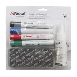 Zestaw do tablic REXEL spray gąbka niemagnetyczna oraz 4 markery-624981