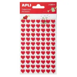 Naklejki APLI filc serca 84 szt. czerwone-625363
