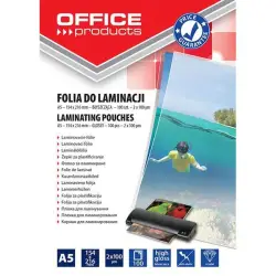 Folia do laminowania OFFICE PRODUCTS A5 2x100mikr. błyszcząca 100szt. transparentna-625451