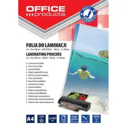 Folia do laminowania OFFICE PRODUCTS A4 2x100mikr. błyszcząca 100szt. transparentna-625454