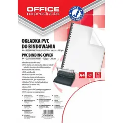 Okładki do bindowania OFFICE PRODUCTS PVC A4 200mikr. 100szt. transparentne-625488