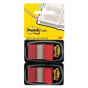 Zakładki indeksujące POST-IT (680-R2EU), PP, 25x43mm, 2x50 kart., czerwone-625306