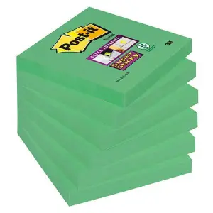 Karteczki POST-IT Super Sticky (654-6SS-AW), 76x76mm, 1x90 kartek, zielony-625374