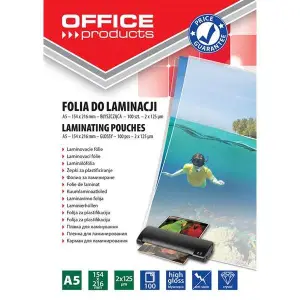 Folia do laminowania OFFICE PRODUCTS A5 2x125mikr. błyszcząca 100szt. transparentna-625452