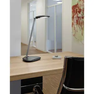 Lampka LED na biurko MAULpulse Colour Vario 7W ze ściemniaczem srebrno-czarna-625721