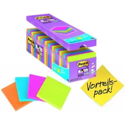 Karteczki POST-IT Super Sticky (654-SS-VP24COL), 76x76mm, 24x90 kart., mix kolorów, 3 bloczki GRATIS-626742