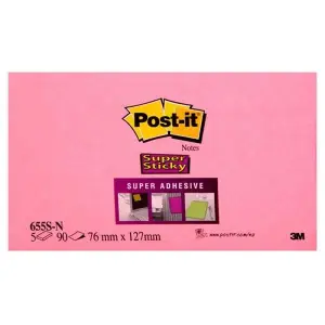 Karteczki POST-IT Super Sticky (655S-N), 127x76mm, 5x90 kartek, neonowe-626662