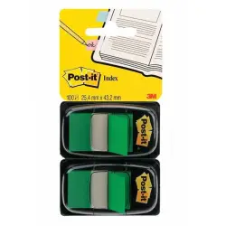 Zakładki indeksujące POST-IT (680-G2EU), PP, 25x43mm, 2x50 kart., zielone-627102
