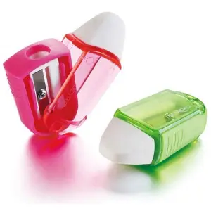 Temperówka KEYROAD Twist plastikowa pojedyńcza z gumką pakowane na displayu mix kolorów-627262