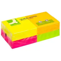 Karteczki Q-CONNECT Rainbow, 76x76mm, 4x3x80k, neon, mix kolorów-628381