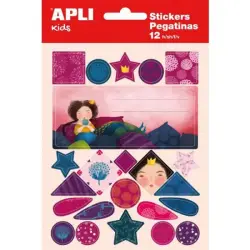 Etykiety APLI na zeszyt w bloczku, z naklejkami dla dziewczynek, 12 1 ark., mix kolorów-628891