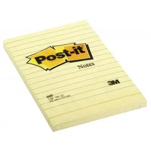 Karteczki POST-IT w linię (660), 102x152mm, 1x100 kart., żółty-628335