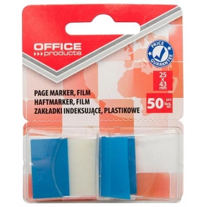 Zakładki index OFFICE PRODUCTS PP 25x43mm 1x50 kart.  niebieskie-628847