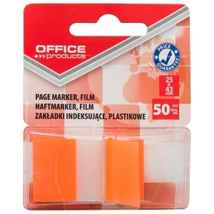 Zakładki index OFFICE PRODUCTS PP 25x43mm 1x50 kart.  pomarańczowe-628869