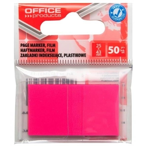 Zakładki index OFFICE PRODUCTS PP 25x43mm 1x50 kart.  różowe-628871
