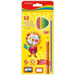 Zestaw kredek ołówkowych KEYROAD z ołówkami gumką i temperówką zawieszką mix kolorów-629196