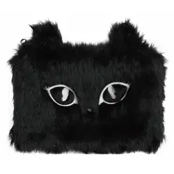 Piórnik-saszetka MEMORIS Fluffy Cat włochata na suwak czarna-629219