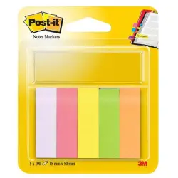 Zakładki indeksujące POST-IT 670/5 papier 15x50mm 5x100 kart. mix kolorów neonowy-630139