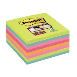 Karteczki POST-IT Super sticky (654-8SS-RBW) 76x76mm 8x45 kart. paleta tęczowa-630965