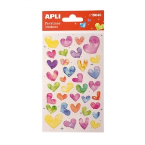 Naklejki APLI Hearts z brokatem mix kolorów-630391