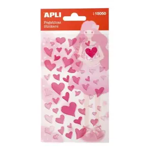 Naklejki APLI Hearts z brokatem różowe-630392