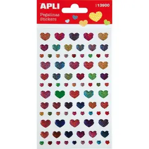 Naklejki APLI Hearts z brokatem mix kolorów-630394