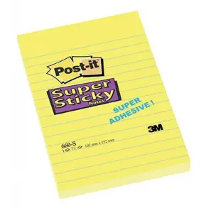 Karteczki POST-IT Super sticky (660-S) 102x152mm 1x75 kart. żółty-630897