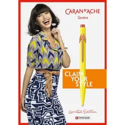 Długopis CARAN D'ACHE 849 Claim Your Style Ed2 Canary Yellow M w pudełku żółty