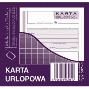 Druk MiP 507-6 Karta urlopowa 23 A6 40 kartek-689676