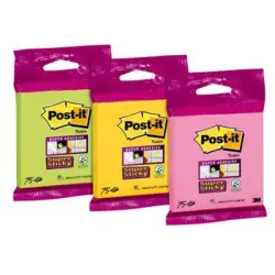 Karteczki POST-IT Super Sticky 6820-SS 76x76mm 75 kart. mix kolorów
