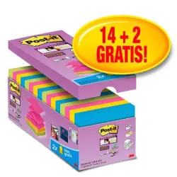 Karteczki POST-IT Super sticky Z-Notes R330-SS-VP16 76x76mm 14x90 kart. mix kolorów 2 bloczki gratis