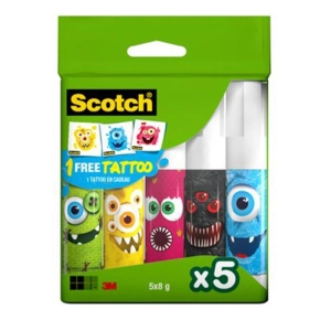 Klej w sztyfcie SCOTCH Monsters Edition do papieru 8g  5szt bezbarwny