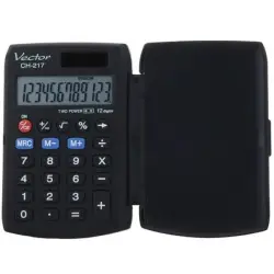 Kalkulator VECTOR, KAV CH-217 BLK,12- cyfrowy, 63x95mm, czarny-672188