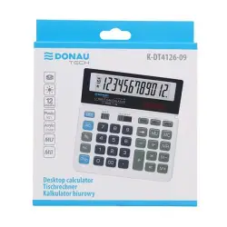 Kalkulator DONAU TECH biurowy K-DT4126-09 12-cyfr. biały
