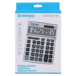 Kalkulator DONAU TECH biurowy K-DT4129-38 12-cyfr. metalowa obudowa srebrny