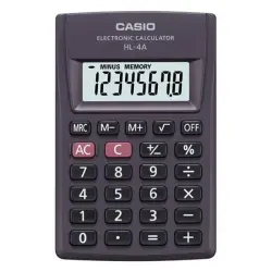 Kalkulator CASIO kieszonkowy HL-4A-B 8-cyfr 56x87mm czarny
