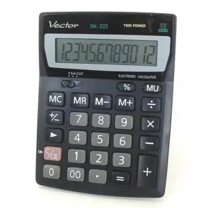 Kalkulator VECTOR KAV DK-222,12-cyfrowy 103x137mm, czarny-672200