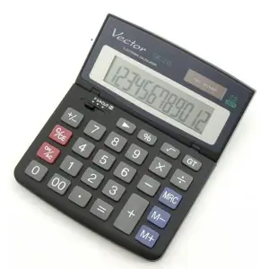 Kalkulator VECTOR KAV DK-215 BLK,12-cyfrowy 112x135mm, czarny-672201