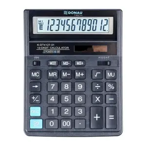 Kalkulator DONAU TECH biurowy K-DT4127-01 12-cyfr. czarny  -722817