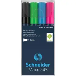 Marker do szklanych tablic SCHNEIDER Maxx 245 C 2-3mm 4szt. mix kolorów-629364