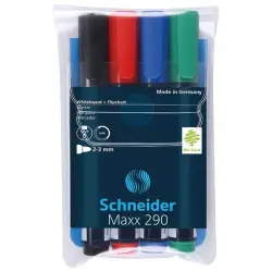 Zestaw markerów do tablic SCHNEIDER Maxx 290 2-3mm 4 szt. miks kolorów-619072