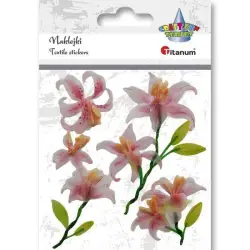 Naklejki TITANUM foliowo-papierowe 3D lilie biało-różowe 6szt. 400357