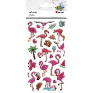Naklejki TITANUM wypukłe flamingi 24szt. 457704