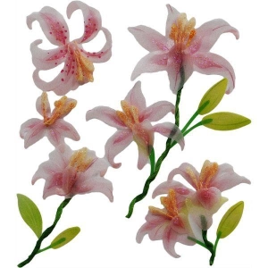 Naklejki TITANUM foliowo-papierowe 3D lilie biało-różowe 6szt. 400357-725620
